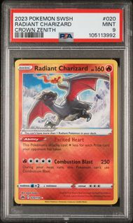 2023 POKEMON SWORD AND SHIELD CROWN ZENITH 020 RADIANT CHARIZARD PSA 9