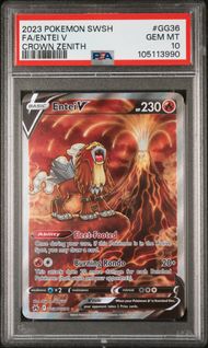 2023 POKEMON SWORD AND SHIELD CROWN ZENITH GG36 FULL ART/ENTEI V PSA 10