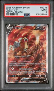 2023 POKEMON SWORD AND SHIELD CROWN ZENITH GG36 FULL ART/ENTEI V PSA 9