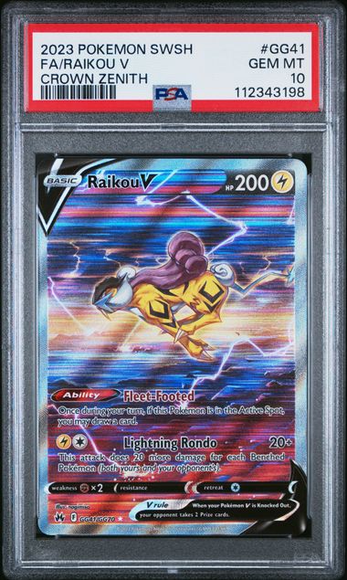 2023 POKEMON SWORD AND SHIELD CROWN ZENITH GG41 FULL ART/RAIKOU V PSA 10