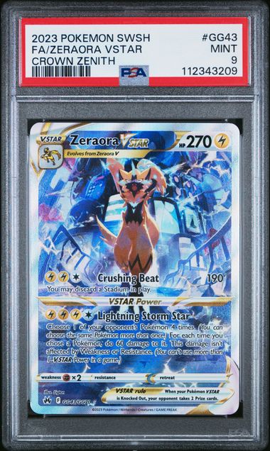 2023 POKEMON SWORD AND SHIELD CROWN ZENITH GG43 FULL ART/ZERAORA VSTAR PSA 9