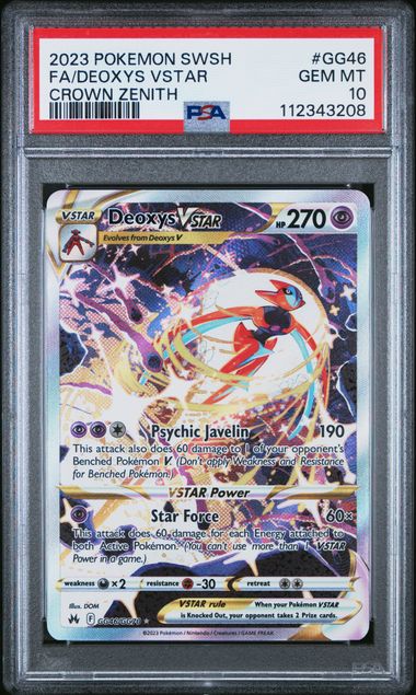 2023 POKEMON SWORD AND SHIELD CROWN ZENITH GG46 FULL ART/DEOXYS VSTAR PSA 10
