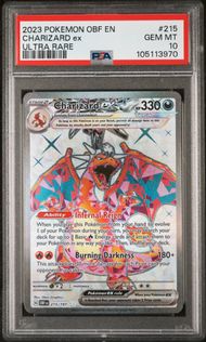 2023 POKEMON OBF EN-OBSIDIAN FLAMES 215 CHARIZARD EX ULTRA RARE PSA 10