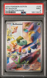 2024 POKEMON SCR EN-STELLAR CROWN 143 BULBASAUR ILLUSTRATION RARE PSA 9