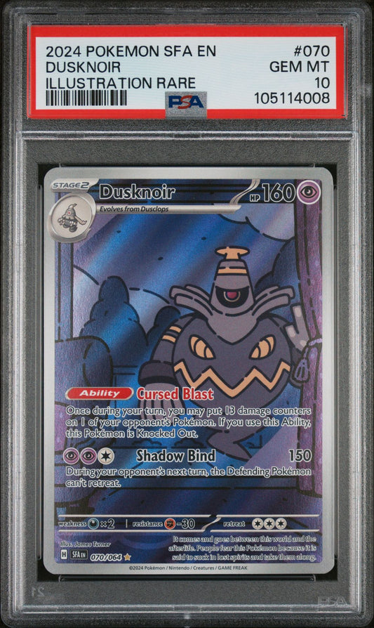 2024 POKEMON SFA EN-SHROUDED FABLE 070 DUSKNOIR ILLUSTRATION RARE - PSA 10