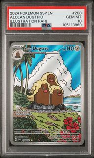 2024 POKEMON SSP EN-SURGING SPARKS 208 ALOLAN DUGTRIO ILLUSTRATION RARE PSA 10