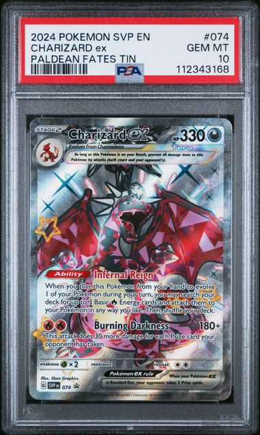 2024 POKEMON SVP EN-SV BLACK STAR PROMO 074 CHARIZARD EX PALDEAN FATES TIN PSA 10