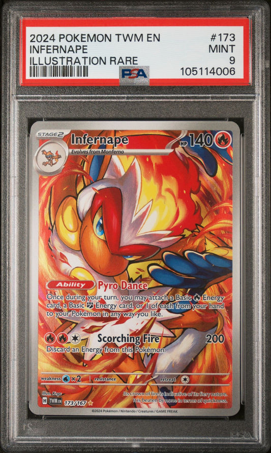 2024 POKEMON TWM EN-TWILIGHT MASQUERADE 173 INFERNAPE ILLUSTRATION RARE - PSA 9