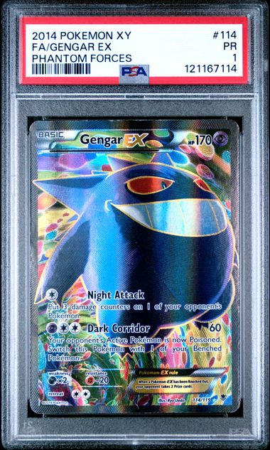 2014 POKEMON XY PHANTOM FORCES #114 FA/GENGAR EX PHANTOM FORCES PSA 1