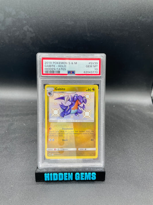 2019 POKEMON S&M SV39 GABITE-HOLO HIDDEN FATES PSA 10