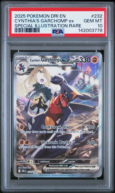 2025 POKEMON DRI EN-DESTINED RIVALS #232 CYNTHIA'S GARCHOMP ex SPECIAL ILLUSTRATION RARE PSA 10