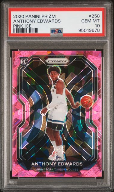 2020 PANINI PRIZM #258 ANTHONY EDWARDS PINK ICE PSA 10