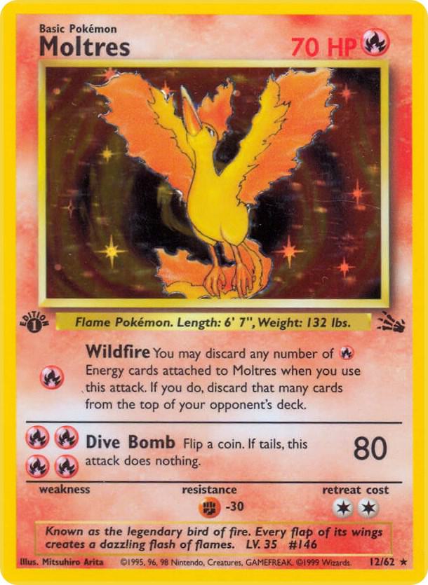 1999 POKEMON FOSSIL #12 MOLTRES-HOLO PSA 9