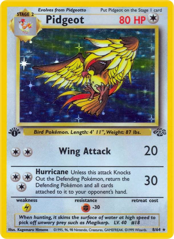 1999 POKEMON JUNGLE #8 PIDGEOT-HOLO 1ST EDITION PSA 8