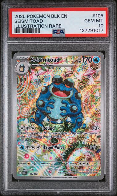 2025 POKEMON BLK EN-BLACK BOLT #105 SEISMITOAD ILLUSTRATION RARE PSA 10