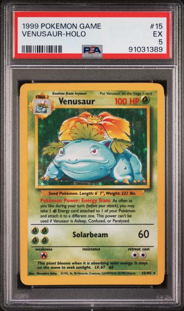 1999 POKEMON GAME #15 VENUSAUR-HOLO PSA 5