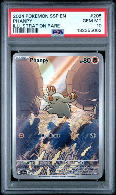 2024 POKEMON SSP EN-SURGING SPARKS #205 PHANPY ILLUSTRATION RARE PSA 10