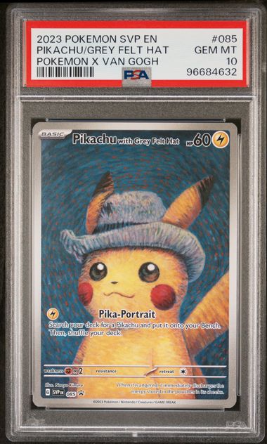 2023 POKEMON SVP EN-SV BLACK STAR PROMO #085 PIKACHU/GREY FELT HAT POKEMON X VAN GOGH PSA 10