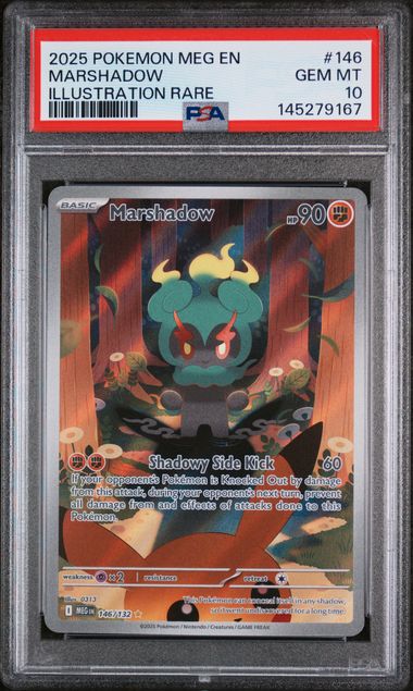 2025 POKEMON MEG EN-MEGA EVOLUTION #146 MARSHADOW ILLUSTRATION RARE PSA 10