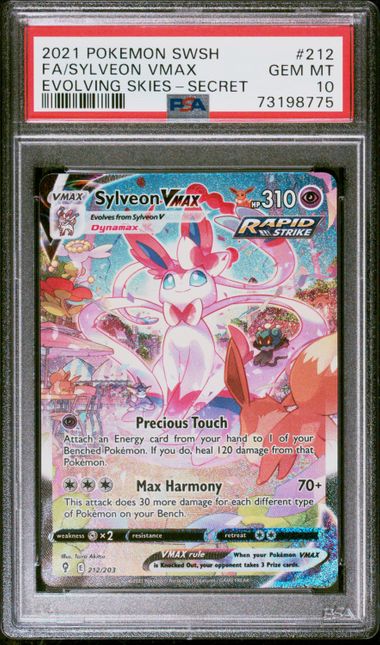 2021 POKEMON SWORD & SHIELD EVOLVING SKIES #212 FA/SYLVEON VMAX EVOLVING SKIES-SECRET PSA 10