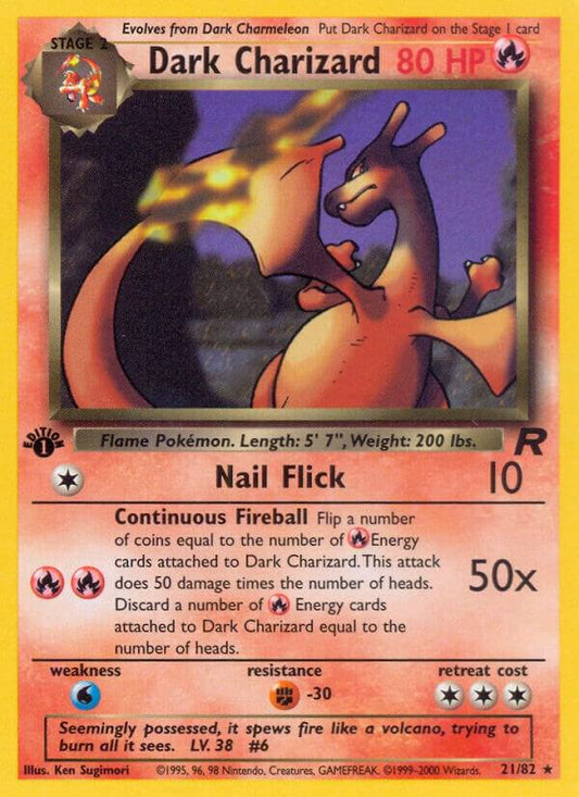 2000 POKEMON ROCKET #21 DARK CHARIZARD 1ST EDITION PSA 9