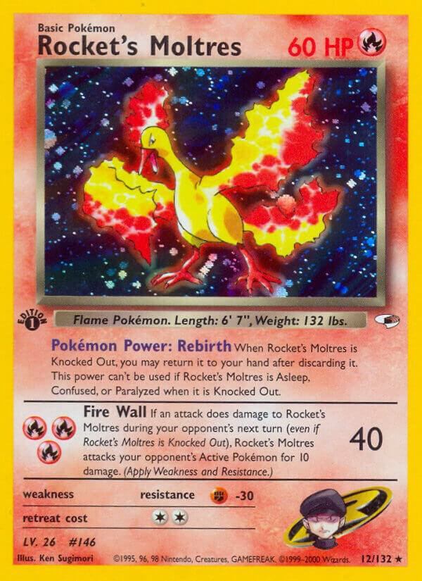 2000 POKEMON GYM HEROES #12 ROCKET'S MOLTRES HOLO-1ST EDITION PSA 8