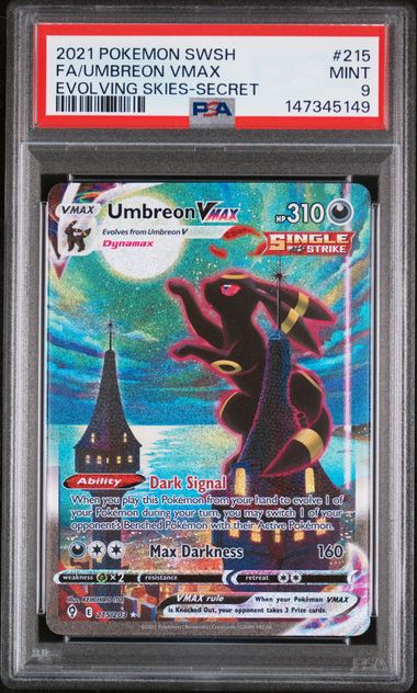 2021 POKEMON SWORD & SHIELD EVOLVING SKIES #215 FA/UMBREON VMAX EVOLVING SKIES-SECRET PSA 9