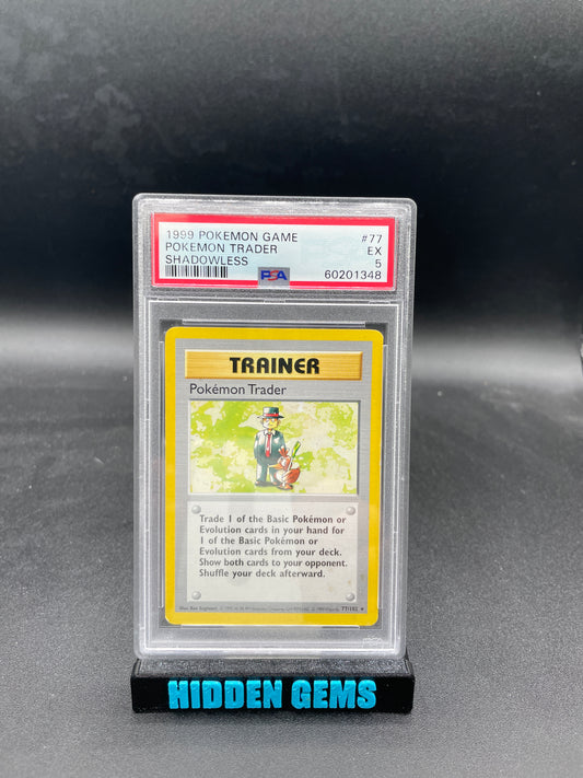 1999 POKEMON GAME 77 POKEMON TRADER SHADOWLESS PSA 5