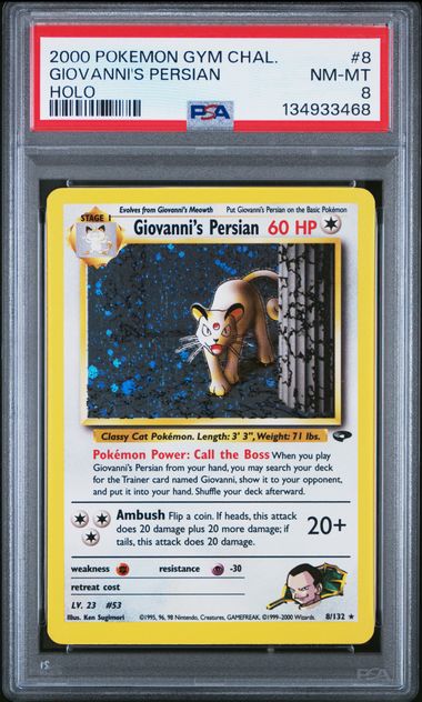 2000 POKEMON GYM CHALLENGE #8 GIOVANNI'S PERSIAN HOLO PSA 8