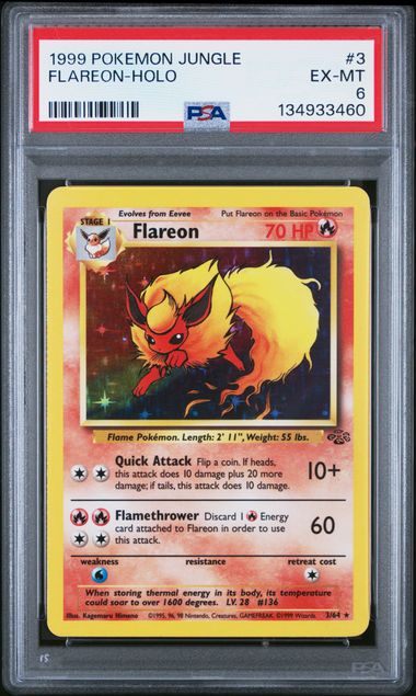 1999 POKEMON JUNGLE #3 FLAREON-HOLO PSA 6