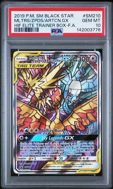 2019 POKEMON SM BLACK STAR PROMO #SM210 MLTRS/ZPDS/ARTCN.GX HIF ELITE TRAINER BOX-F.A. PSA 10