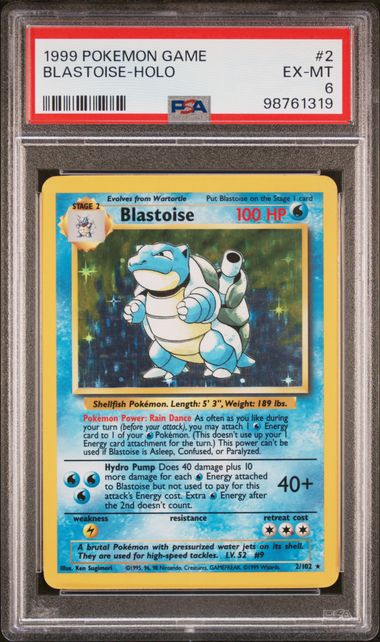 1999 POKEMON GAME #2 BLASTOISE-HOLO PSA 6