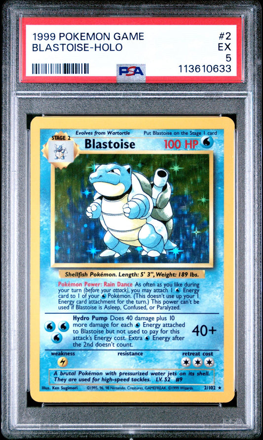 1999 POKEMON GAME 2 BLASTOISE-HOLO PSA 5