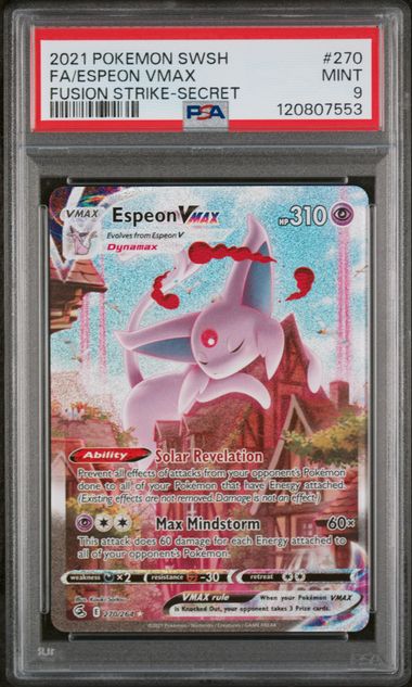 2021 POKEMON SWORD & SHIELD FUSION STRIKE #270 FA/ESPEON VMAX FUSION STRIKE-SECRET PSA 9