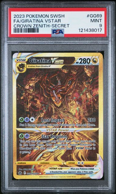 2023 POKEMON SWORD AND SHIELD CROWN ZENITH GG69 FULL ART/GIRATINA VSTAR SECRET PSA 9