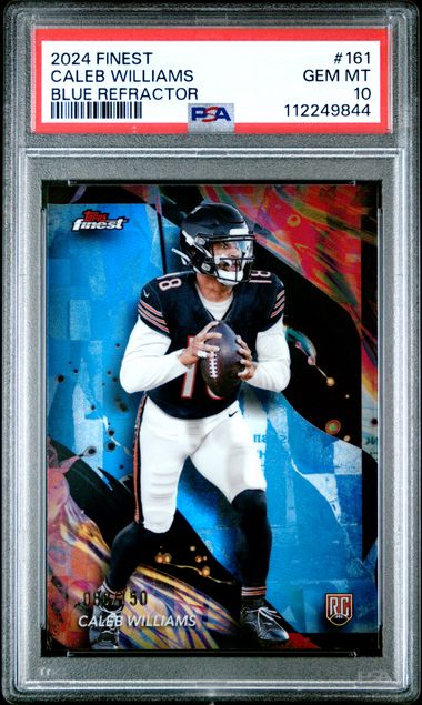 2024 TOPPS FINEST #161 CALEB WILLIAMS BLUE REFRACTOR PSA 10