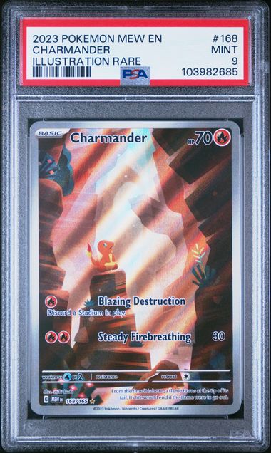2023 POKEMON MEW EN-151 #168 CHARMANDER ILLUSTRATION RARE PSA 9