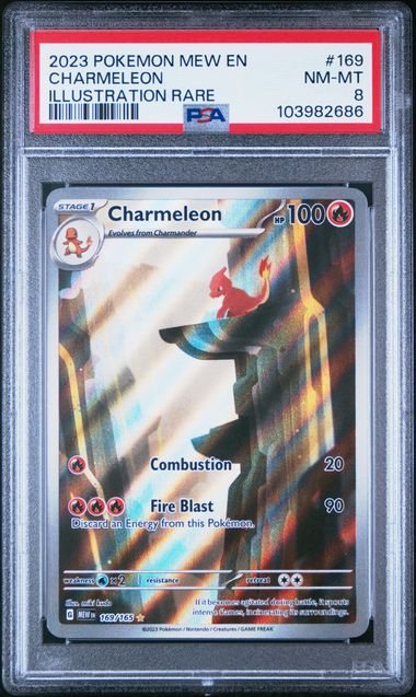 2023 POKEMON MEW EN-151 #169 CHARMELEON ILLUSTRATION RARE PSA 8