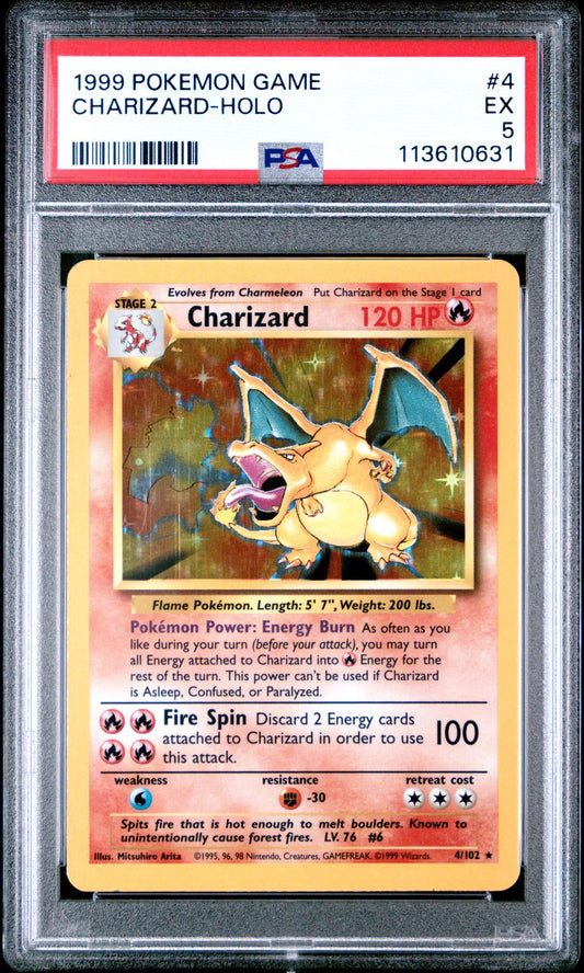 1999 POKEMON GAME 4 CHARIZARD-HOLO PSA 5