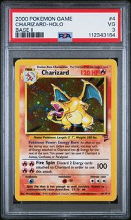 2000 POKEMON GAME BASE II #4 CHARIZARD-HOLO BASE II PSA 3