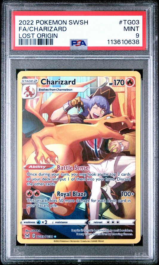 2022 POKEMON SWORD & SHIELD LOST ORIGIN TG03 FULL ART/CHARIZARD PSA 9