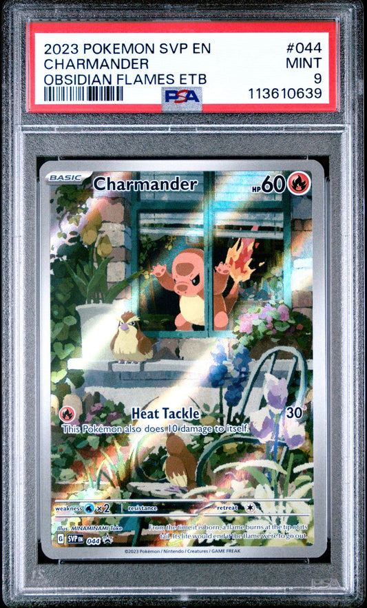 2023 POKEMON SVP EN-SV BLACK STAR PROMO 044 CHARMANDER OBSIDIAN FLAMES ELITE TRAINER BOX PSA 9