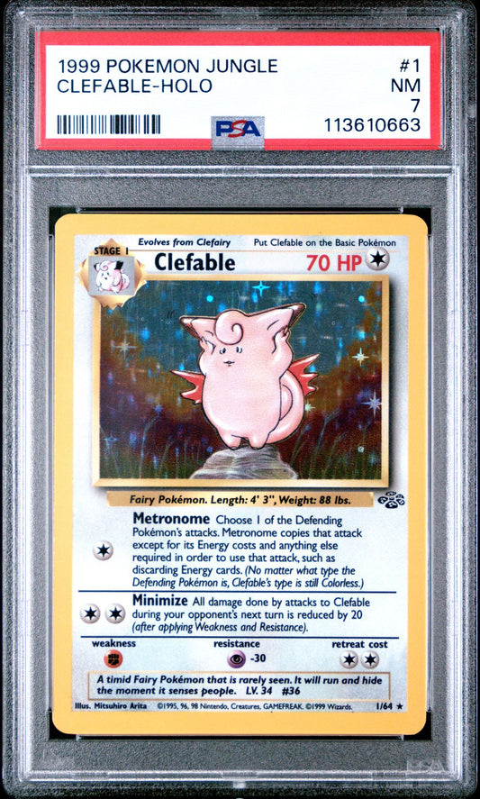 1999 POKEMON JUNGLE 1 CLEFABLE-HOLO PSA 7
