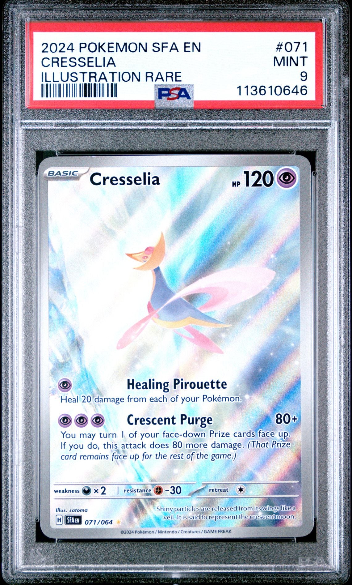 2024 POKEMON SFA EN-SHROUDED FABLE 071 CRESSELIA ILLUSTRATION RARE PSA 9