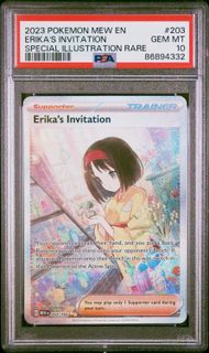 2023 POKEMON MEW EN-151 203 ERIKA'S INVITATION SPECIAL ILLUSTRATION RARE PSA 10