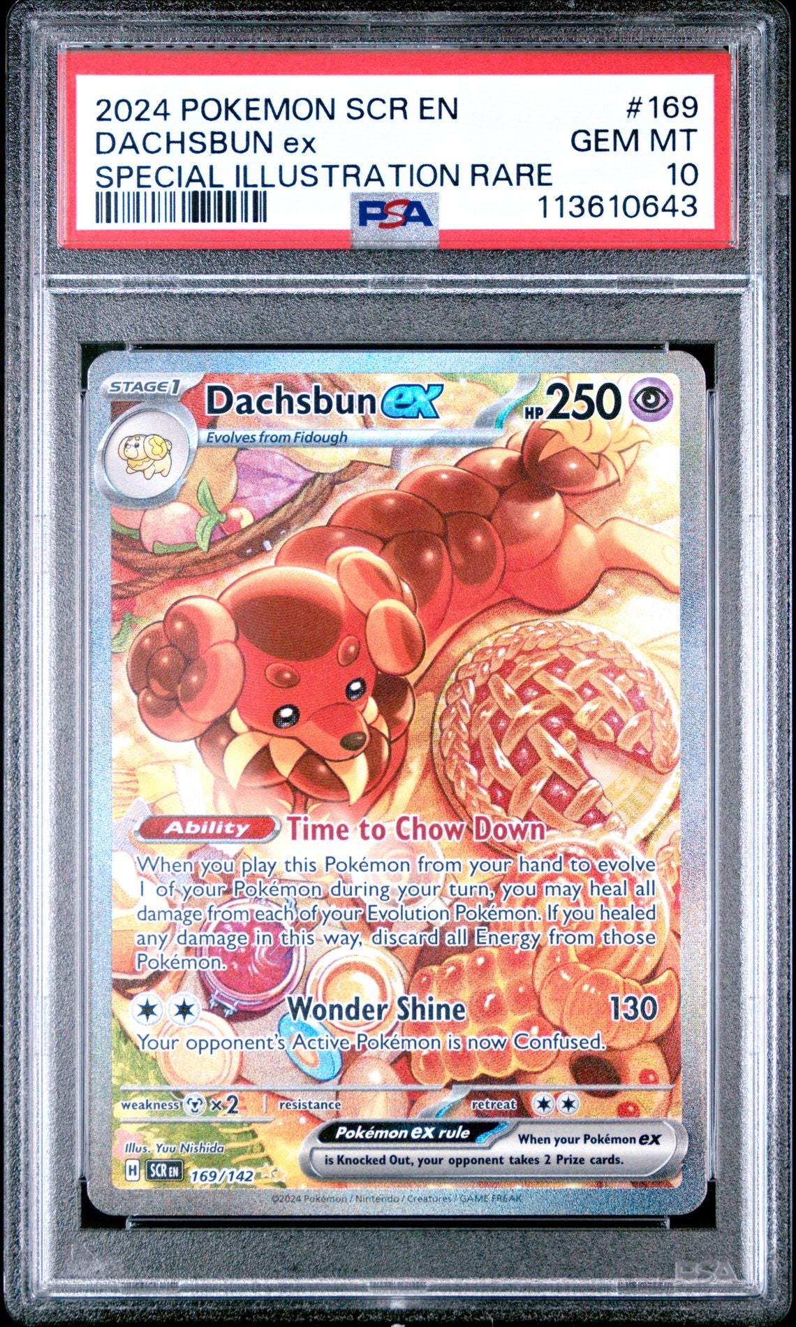 2024 POKEMON SCR EN-STELLAR CROWN 169 DACHSBUN EX SPECIAL ILLUSTRATION RARE - PSA 10