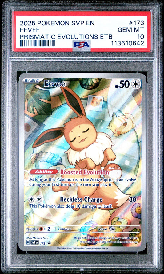 2025 POKEMON SVP EN-SV BLACK STAR PROMO 173 EEVEE PRISMATIC EVOLUTIONS ELITE TRAINER BOX PSA 10