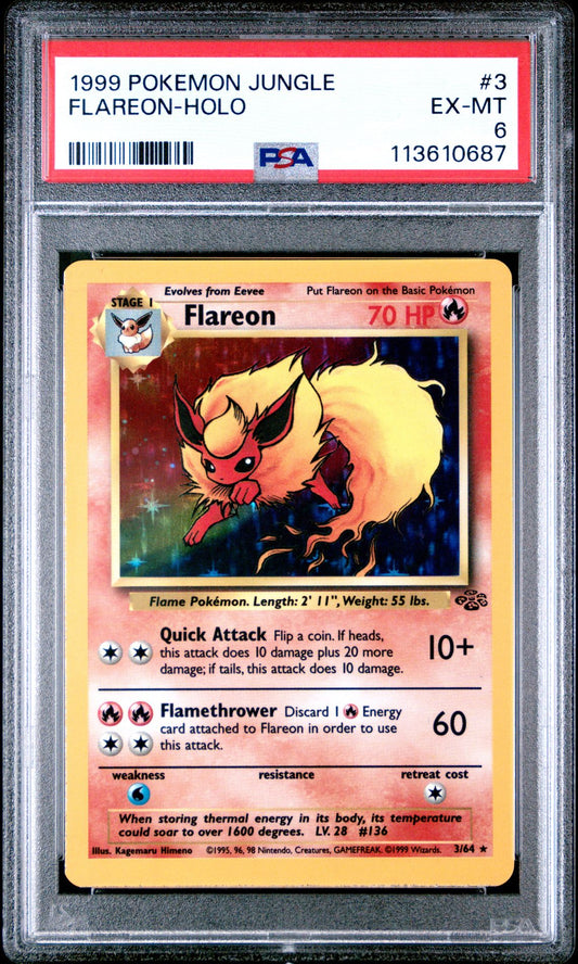 1999 POKEMON JUNGLE 3 FLAREON-HOLO PSA 6