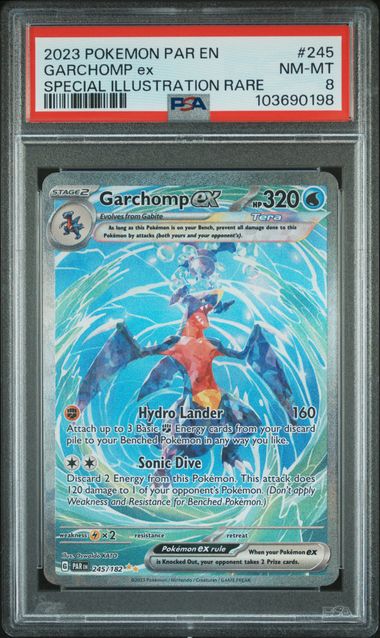 2023 POKEMON PAR EN-PARADOX RIFT #245 GARCHOMP ex SPECIAL ILLUSTRATION RARE PSA 8