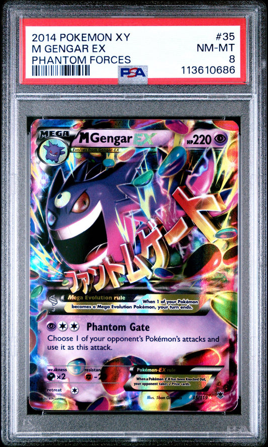 2014 POKEMON XY PHANTOM FORCES 35 M GENGAR EX PSA 8